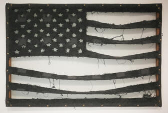 #Flag No. 15_After All,Ou Of Order# 2020 77 x 55cm Baumwolle, Holz und Metall