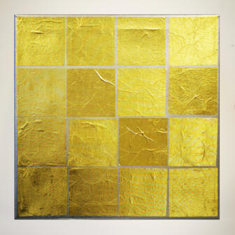 #Nobody Is Perfect_Gold & Silver# 2021 30 x 30cm Papier und Acrylfarbe auf Leinwand